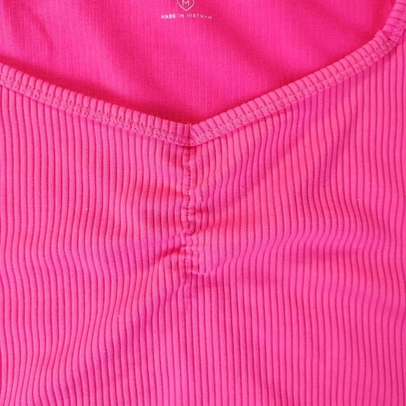 Hollister Womens Ribbed Top Medium Pink Short Sleeve Ruched Casual Y2K Vibe - Picture 5 of 6
